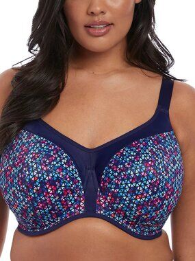 Elomi EL8042 Womens Plus Size Energise Sports Bra Multicolor Geometric Print US